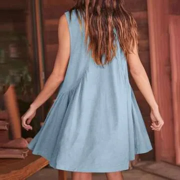 Free Dresses People Summer Doop Sundresses for Women 2024 Sleeveless Mini Short Free Dresses Casual People Dupe Loose Beach Sundress athletic Mini Dress Movement Deals of Prime the Day Today Only