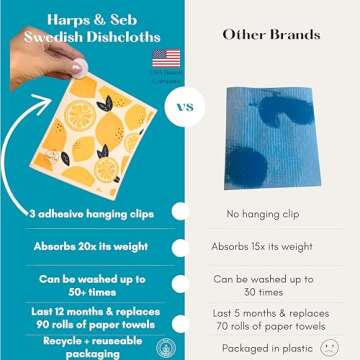 Harps&Seb Swedish Dishcloths - Eco-Friendly Kitchen Cleaning Set, 6 Pack