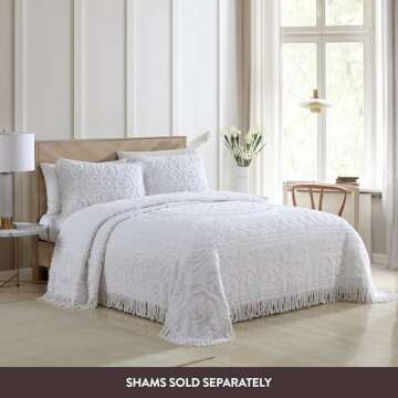 Beatrice Home Fashions Medallion Chenille Bedspread, King, White