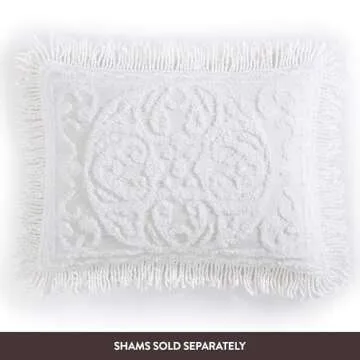 Beatrice Home Fashions Medallion Chenille Bedspread, King, White