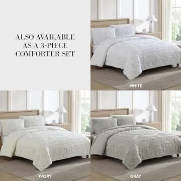 Beatrice Home Fashions Medallion Chenille Bedspread, King, White