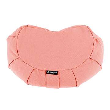 Retrospec Sedona Zafu Yoga Meditation Cushion with Carry Handle and Filled with buckwheat Hulls; Blush Pink, Crescent