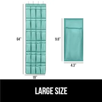 Gorilla Grip Over the Door Shoe Organizer, 24 Large Breathable Mesh Pockets, Space Saving Hanging Storage Holder, Closet Rack Hanger Holds Up to 40 lbs, Hangs on Closets, Shoes, Accessories, Turquoise