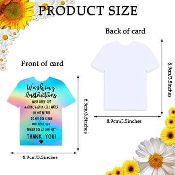 Chinco 200 Pieces Vibrant T-Shirt Care Instruction Cards for Small Business