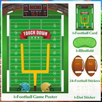 PLULON Football Game for Kids Pin The Football on The Goalpost Poster with Football Stickers Football Birthday Party Favors Home Wall Decorations for Kids Adults Family Birthday Party Supplies