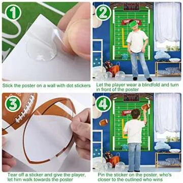 PLULON Football Game for Kids Pin The Football on The Goalpost Poster with Football Stickers Football Birthday Party Favors Home Wall Decorations for Kids Adults Family Birthday Party Supplies
