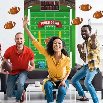 PLULON Football Game for Kids Pin The Football on The Goalpost Poster with Football Stickers Football Birthday Party Favors Home Wall Decorations for Kids Adults Family Birthday Party Supplies