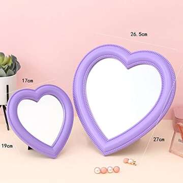 YYSS Pink Love Mirror Desktop Makeup Mirror Wall Mounted Dual-Use Vanity Mirror Girl Room Wall Decor...