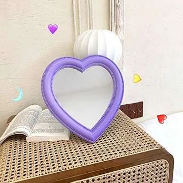 YYSS Pink Love Mirror Desktop Makeup Mirror Wall Mounted Dual-Use Vanity Mirror Girl Room Wall Decoration Heart-Shaped Mirror (Big Pink)