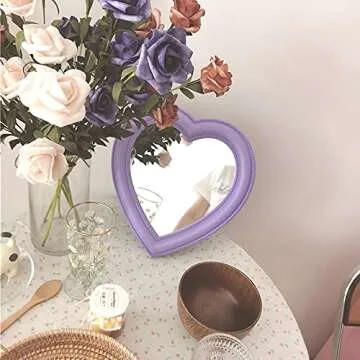 YYSS Pink Love Mirror Desktop Makeup Mirror Wall Mounted Dual-Use Vanity Mirror Girl Room Wall Decoration Heart-Shaped Mirror (Big Pink)