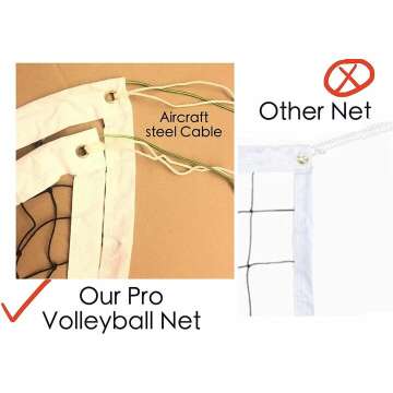Professional Outdoor Volleyball Net with Steel Cable