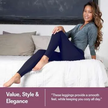 SATINA High Waisted Navy Blue Leggings for Women - Soft, Stretchy Leggings with Side Pockets - Full Length Yoga Pants for Women - Tummy Control and Buttery Soft Fabric for All-Day Comfort - Plus Size