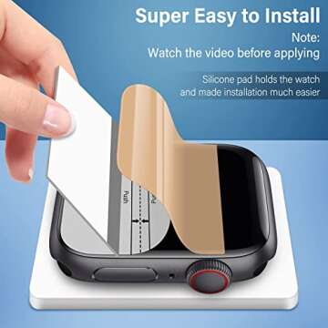 Uyiton 8Pack Screen Protector for Apple Watch Series 9/8/7 45mm, Military-Grade TPU Film, Scratch-Re...