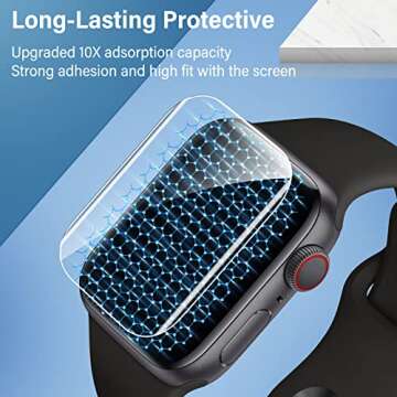 Uyiton 8Pack Screen Protector for Apple Watch Series 9/8/7 45mm, Military-Grade TPU Film, Scratch-Resistant, Anti-Fingerprint, Oleophobic Coating, Easy to Install