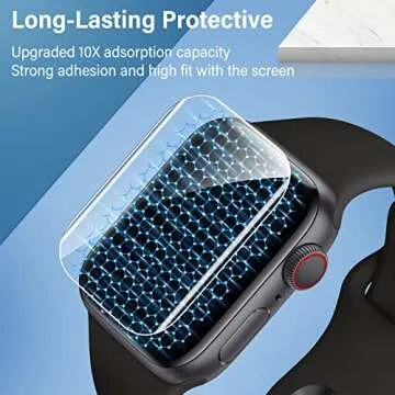 Uyiton 8Pack Screen Protector for Apple Watch Series 9/8/7 45mm, Military-Grade TPU Film, Scratch-Resistant, Anti-Fingerprint, Oleophobic Coating, Easy to Install