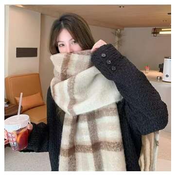 Warm Chunky Color Block Tassel Scarf for Winter