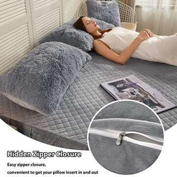 LIFEREVO 2 Pack Faux Fur Pillow Shams,Shaggy Plush Home Decorative Luxury Series Super Soft Furry Pillow Case with Zipper Closure for Home Sofa Couch Decoration,Standard (Gray,20"x26")