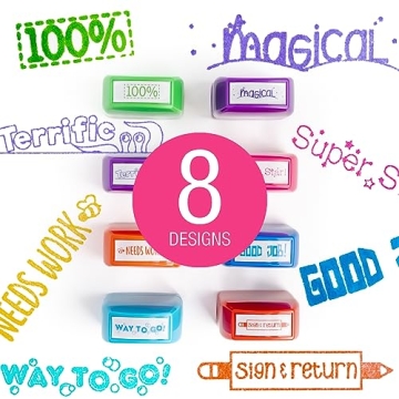 Teacher Stamps Set of 8 - Self Inking & Colorful