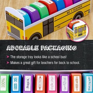 Teacher Stamps Set of 8 - Self Inking & Colorful