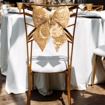 Champagne Velvet Christmas Bows Set of 2 for Tree and Decor