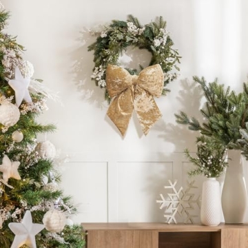 Champagne Velvet Christmas Bows Set of 2 for Tree and Decor