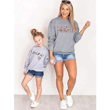 MNLYBABY Women Crewneck Sweatshirt Mama Letter Print Blouse Shirt Long Sleeve Loose Causal Mom Life Pullover Top