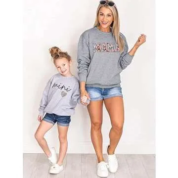 MNLYBABY Women Crewneck Sweatshirt Mama Letter Print Blouse Shirt Long Sleeve Loose Causal Mom Life Pullover Top