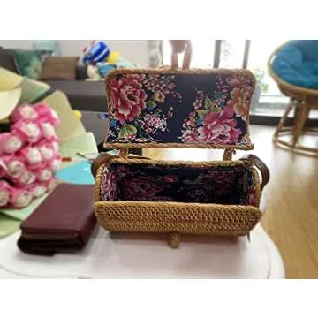 HAANCRAFTS Women Wicker Rattan Crossbody Bag - Stylish & Unique