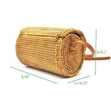 HAANCRAFTS Women Wicker Rattan Crossbody Bag - Stylish & Unique
