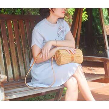 HAANCRAFTS Women Wicker Rattan Crossbody Bag - Stylish & Unique