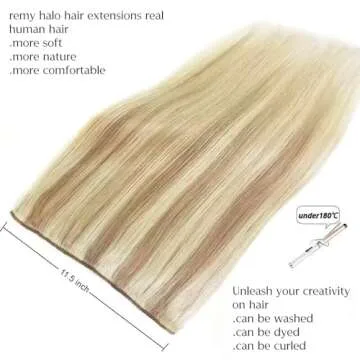 Hair Extensions 16 Inch Hair Extensions Real Human Hair Light Blonde to 613 Blonde Straight Hair Extensions Human Hair Extensions Hidden Wire Hair Extensions Transparent Fish Line Invisible Hairpiece