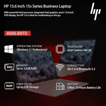 HP 15.6'' Business Laptop with Microsoft Office and 8GB RAM