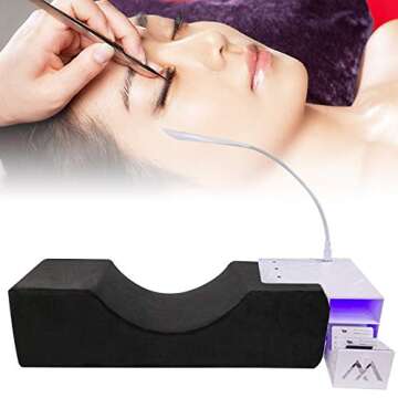 CNCEST Eyelash Extension Neck Pillow with Light,Eyelash Pillow Make Up Eyelash Extension Pillow with...