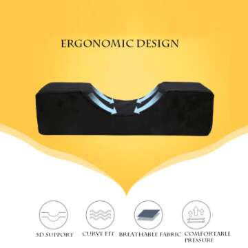 CNCEST Eyelash Extension Neck Pillow with Light,Eyelash Pillow Make Up Eyelash Extension Pillow with Shelf Organizer Stand for Salon Headrest Makeup Tools Grafted Support Neck Soft Stand(Black)