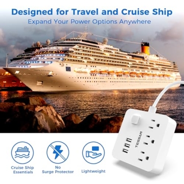 TESSAN Travel Power Strip with USB Ports for Cruise and Travel