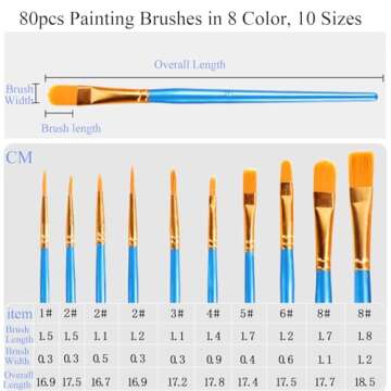 Cedilis 96 Pcs Painting Brush Palette Set, 80 Paint Brushes and 16 Paint Palette Tray for Oil, Watercolor, Acrylic Painting, Kids, Students, Nylon Brush Head