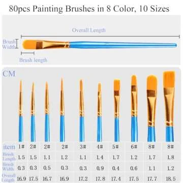 Cedilis 96 Pcs Painting Brush Palette Set, 80 Paint Brushes and 16 Paint Palette Tray for Oil, Watercolor, Acrylic Painting, Kids, Students, Nylon Brush Head