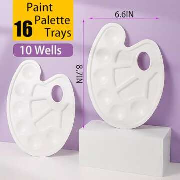 Cedilis 96 Pcs Painting Brush Palette Set, 80 Paint Brushes and 16 Paint Palette Tray for Oil, Watercolor, Acrylic Painting, Kids, Students, Nylon Brush Head