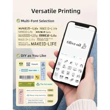 Makeid Label Maker Machine with Tape - Compatible with 9/12/16mm Waterproof Tape, Portable & Rechargeable Label Makers with Built-in Cutter Wireless Label Printer Compatible with Android & iOS Devices