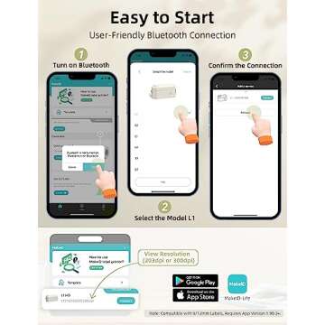 Makeid Label Maker Machine with Tape - Compatible with 9/12/16mm Waterproof Tape, Portable & Rechargeable Label Makers with Built-in Cutter Wireless Label Printer Compatible with Android & iOS Devices