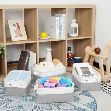 Bidtakay Small Storage Baskets [4-Pack] - Stylish and Collapsible Storage Solution