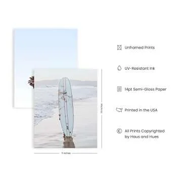 HAUS AND HUES Beach Wall Art Set of 4 Ocean Decor | Nautical Prints - Unframed, 11" x 14"