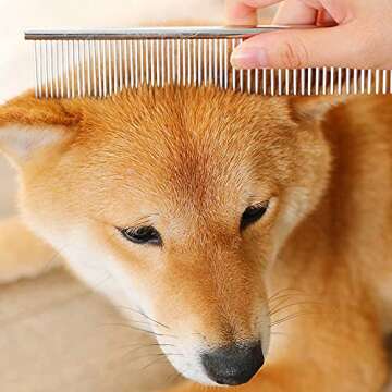 Zapettry 2 Pack Dog Combs, Pet Comb with Rounded Ends Stainless Steel Teeth, Cat Combs for Long and Short Haired Cats, Dogs, and Other pets, Dog Grooming Comb for Removing Tangle and Knots