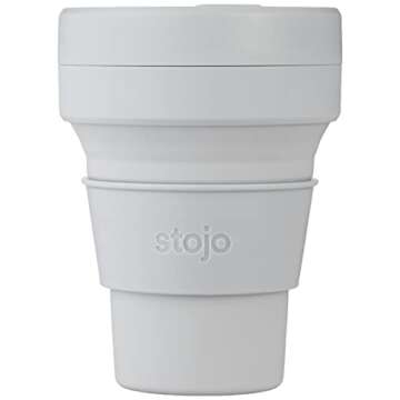 STOJO Collapsible Travel Cup - Cashmere, 12oz / 355ml - Leak-Proof Reusable To-Go Pocket Size Silicone Bottle for Hot & Cold Drinks - Camping & Hiking - Dishwasher Safe - No Straw Included