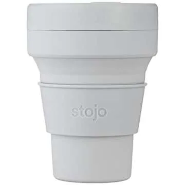 STOJO Collapsible Travel Cup - Cashmere, 12oz / 355ml - Leak-Proof Reusable To-Go Pocket Size Silicone Bottle for Hot & Cold Drinks - Camping & Hiking - Dishwasher Safe - No Straw Included