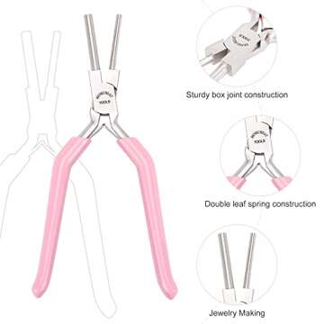 BENECREAT 5 Inch Bail Making Pliers 3mm/5mm Jewelry Wire Bending Pliers with Pink Non-slip Handle fo...