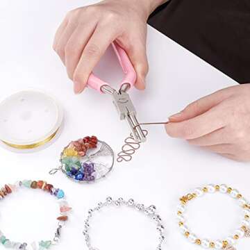 BENECREAT 5 Inch Bail Making Pliers 3mm/5mm Jewelry Wire Bending Pliers with Pink Non-slip Handle for Jewelry Making Wire Looping Wrapping Beading