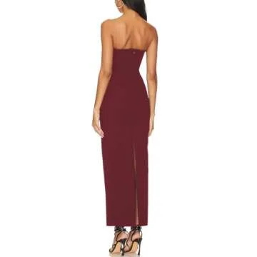 Aigeman Women's Strapless Tube Maxi Dress with Back Slit Elegant Formal Dress Off Shoulder Backless ...