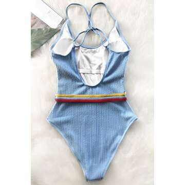 CUPSHE Women's Make Me Proud Low Back Cross One-Piece Swimsuit Bathing Suit Small Blue