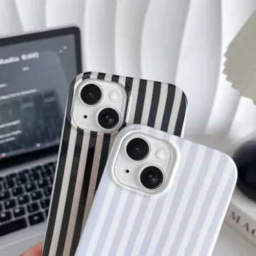 Yeddabox Cute Striped iPhone 15 Case - Slim & Shockproof